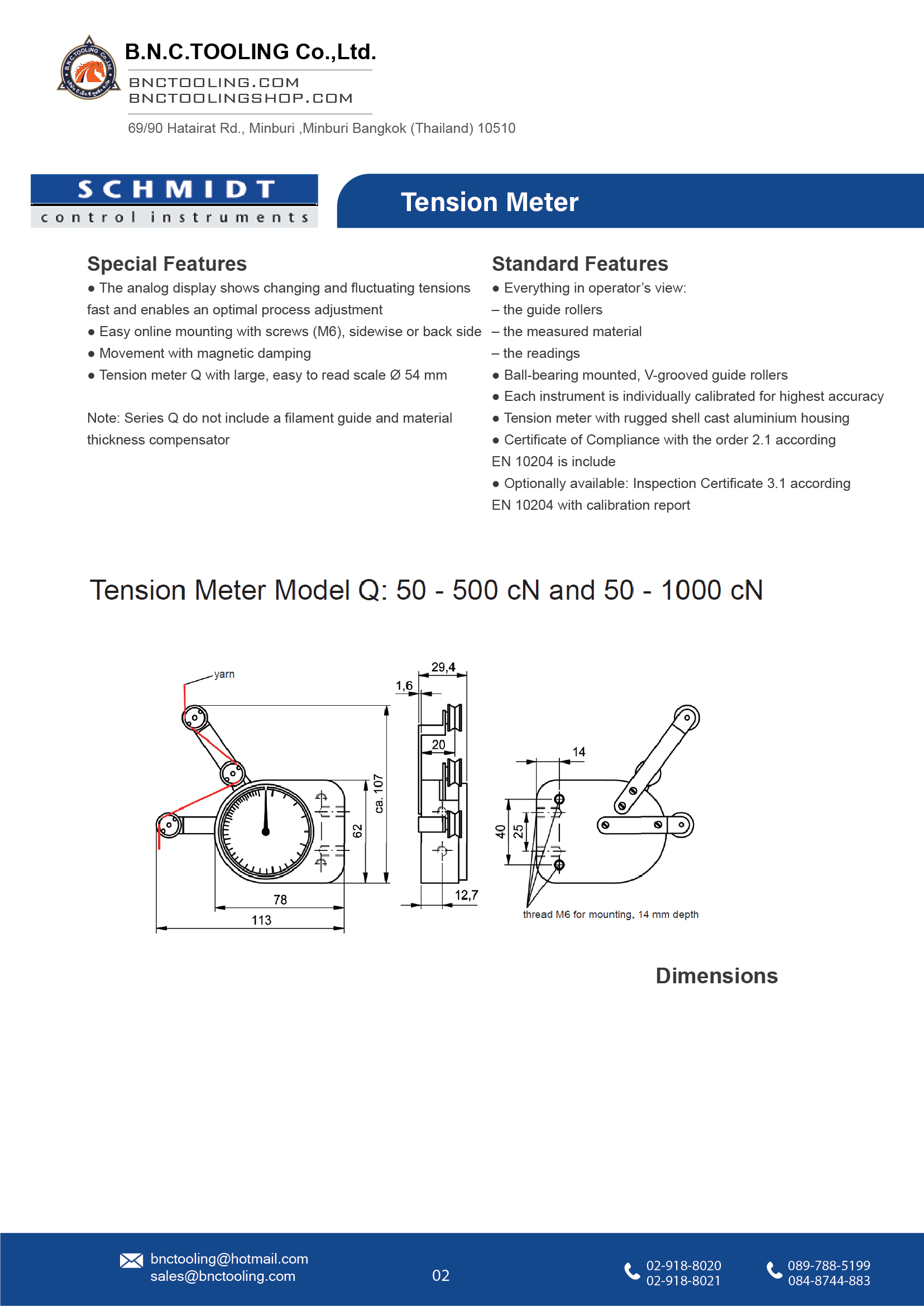 SCHMIDT,9 Tension ranges available from 2 - 10 cN up to 50 - 1000 cN,Q-10