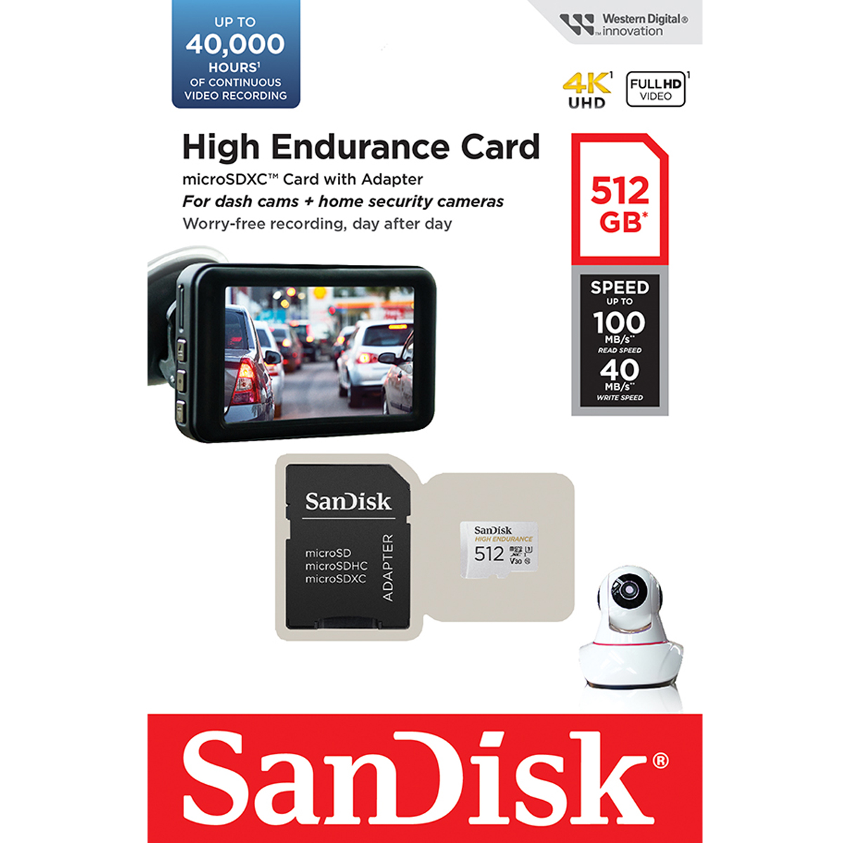 SanDisk High Endurance 512GB microSD Card (SDSQQNR_512G_GN6IA) เมมโมรี่ การ์ด แซนดิสก์ กล้องติดรถยนต์ กล้องวงจรปิด ประกัน Synnex 2 ปี
