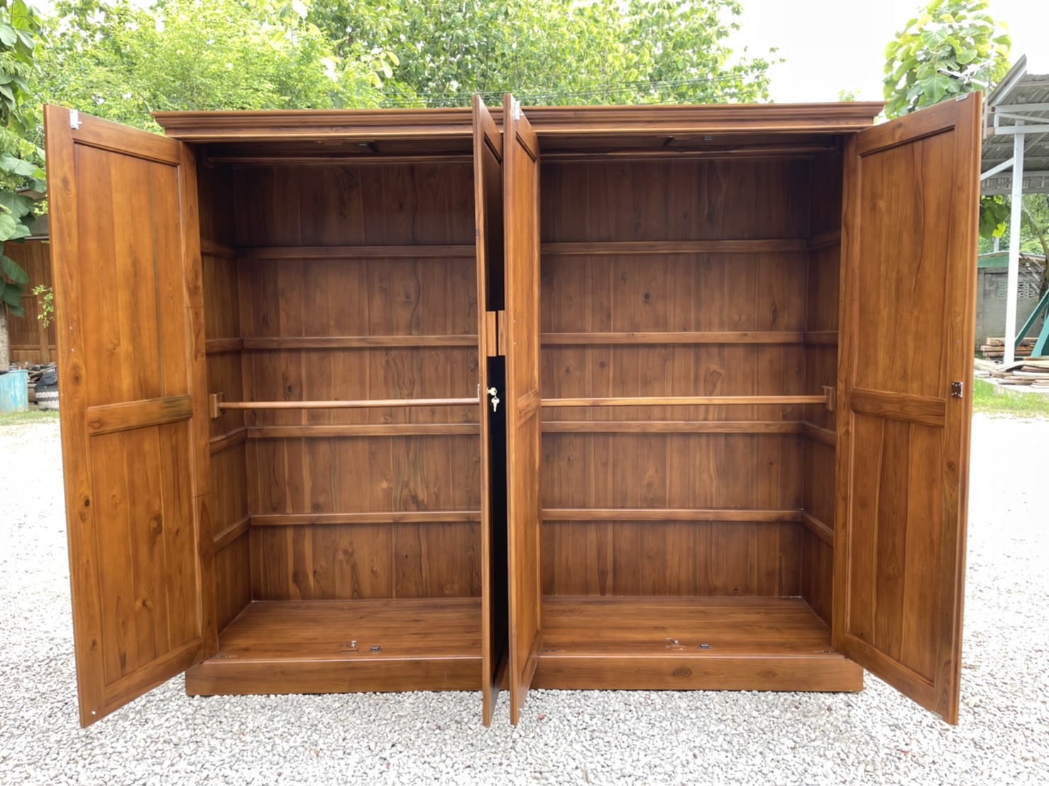 ตู้เสื้อผ้าประกบบานเปิดสูง 2 ม. แบบราวแขวน