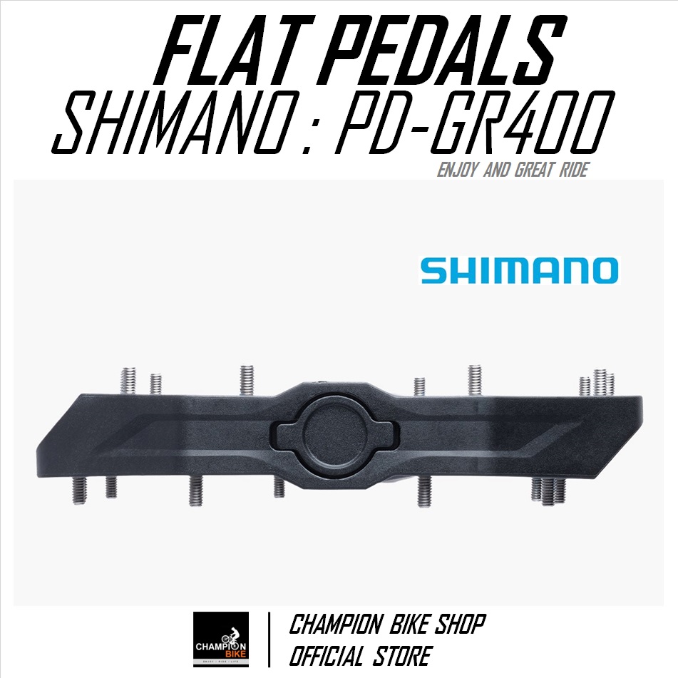 บันไดเสือภูเขา บันไดทัวร์ริ่ง บันไดซิตี้ไบค์ SHIMANO : PD-GR400 AM TL MTB FLAT PEDALS สีดำ