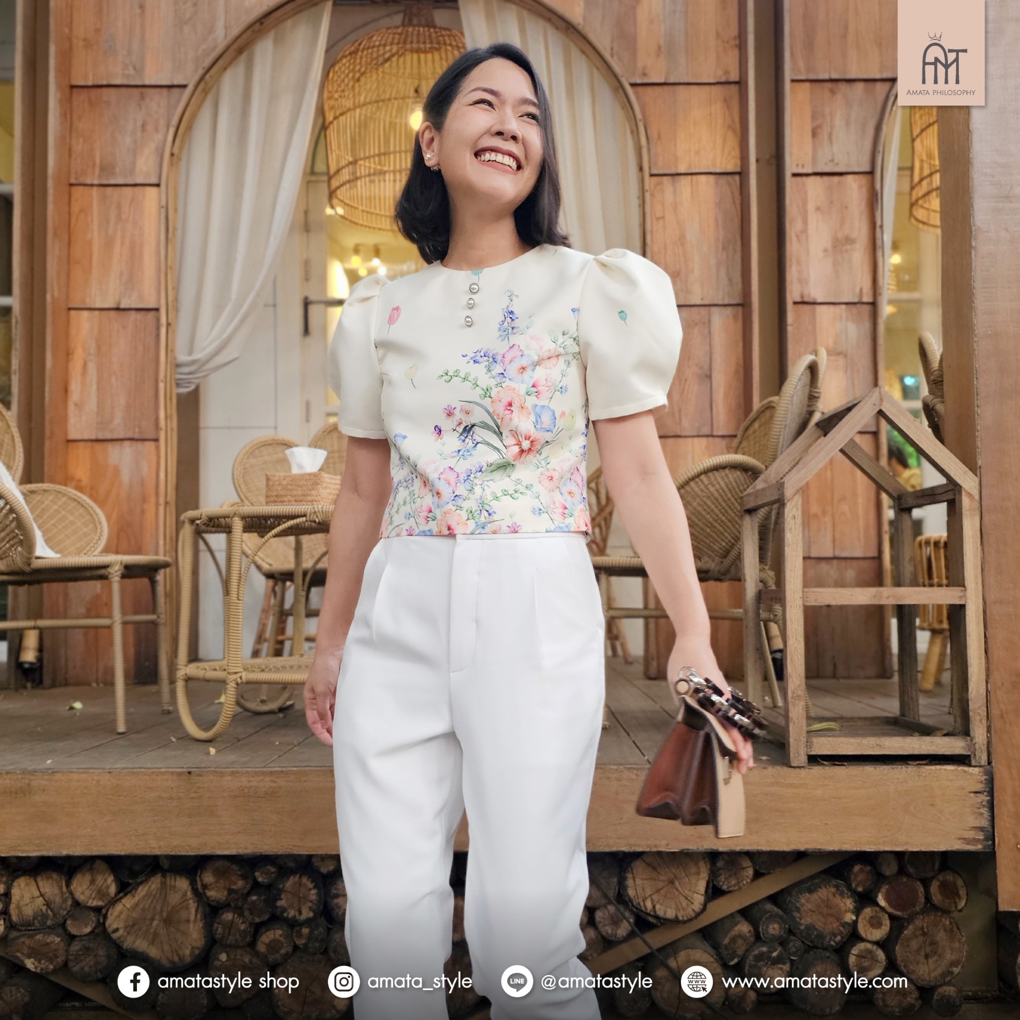 AMATA เสื้อ THE BLOOM สีครีม