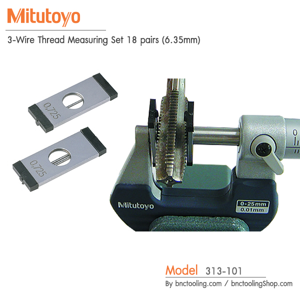 Mitutoyo,3-Wire Thread Measuring Set 18 pairs (6.35mm),313-101