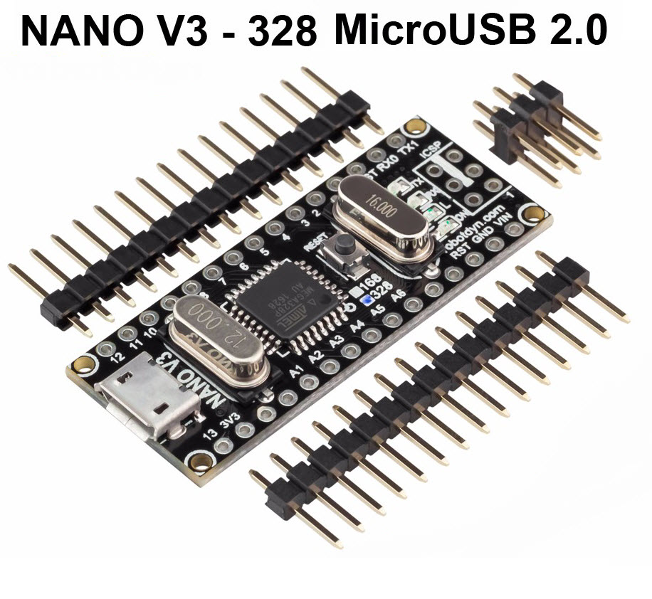 Nano V3 ATmega328 MicroUSB,CH340, 3.3V 500mA. Compatible for Arduino Nano V3.0
