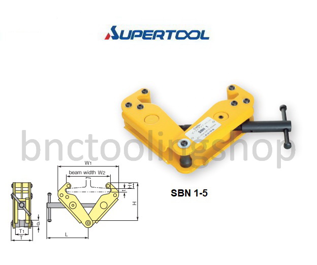 แคลมป์ยึดเหล็กไอบีม (แบบดีลักซ์) ความจุสูงสุด 1 ตัน ,Beam clamp (Delux Type) Rated capacity 1 Ton,Supertool,SBN1