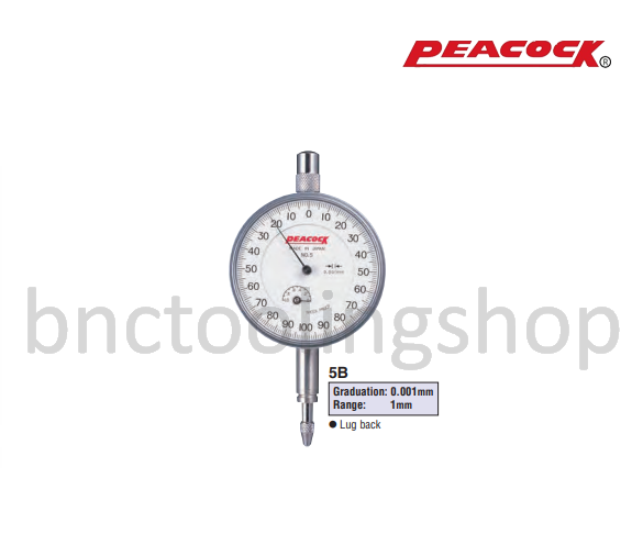 ไดอัลเกจขนาด 1มิล ความละเอียด 0.001มิล,Standard Dial Gauges Range 1mm Graduation 0.001mm,Peacock,5B