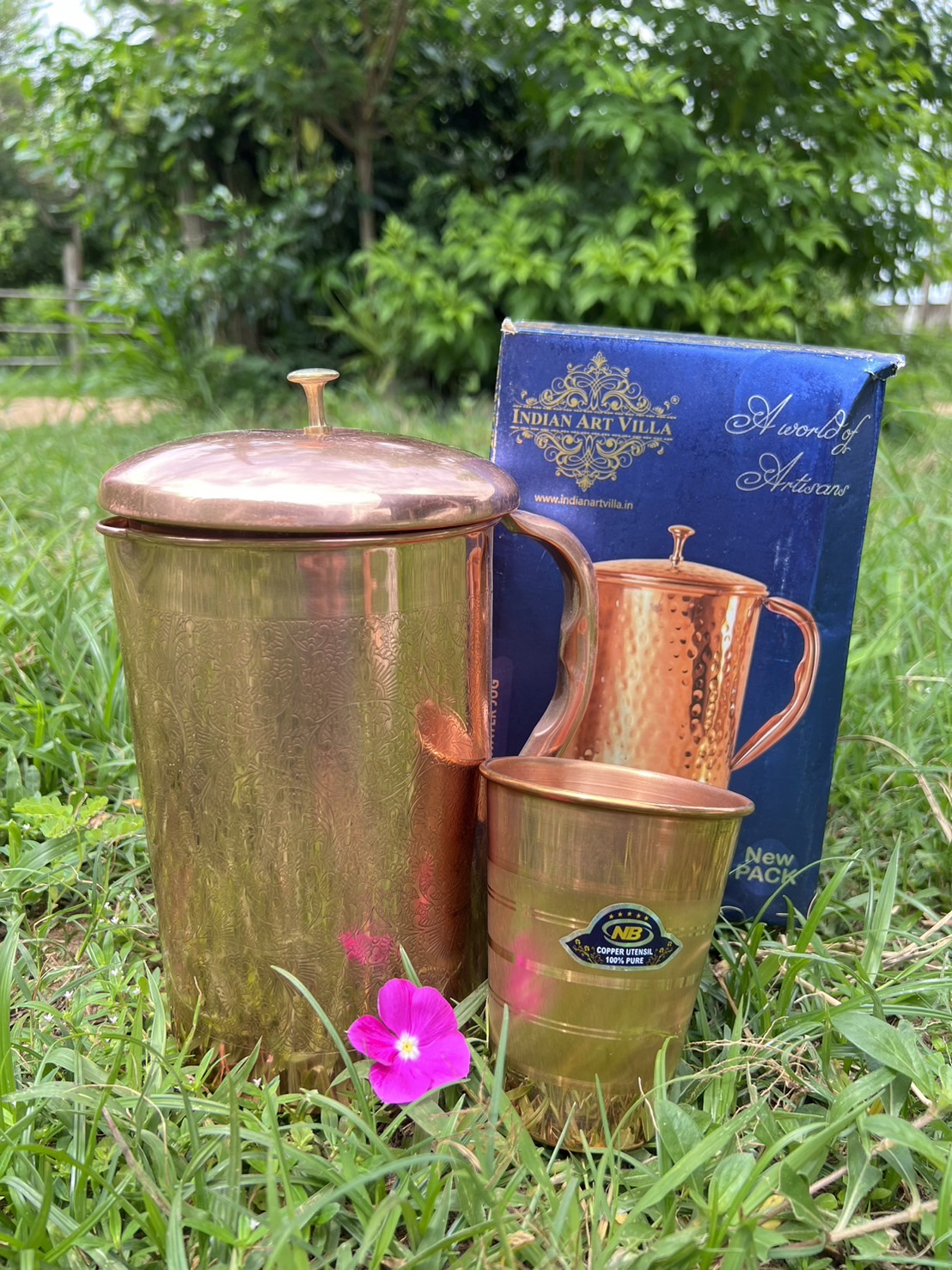 ชุดเยือกน้ำทองแดง+แก้วทองแดง สุดค้ม