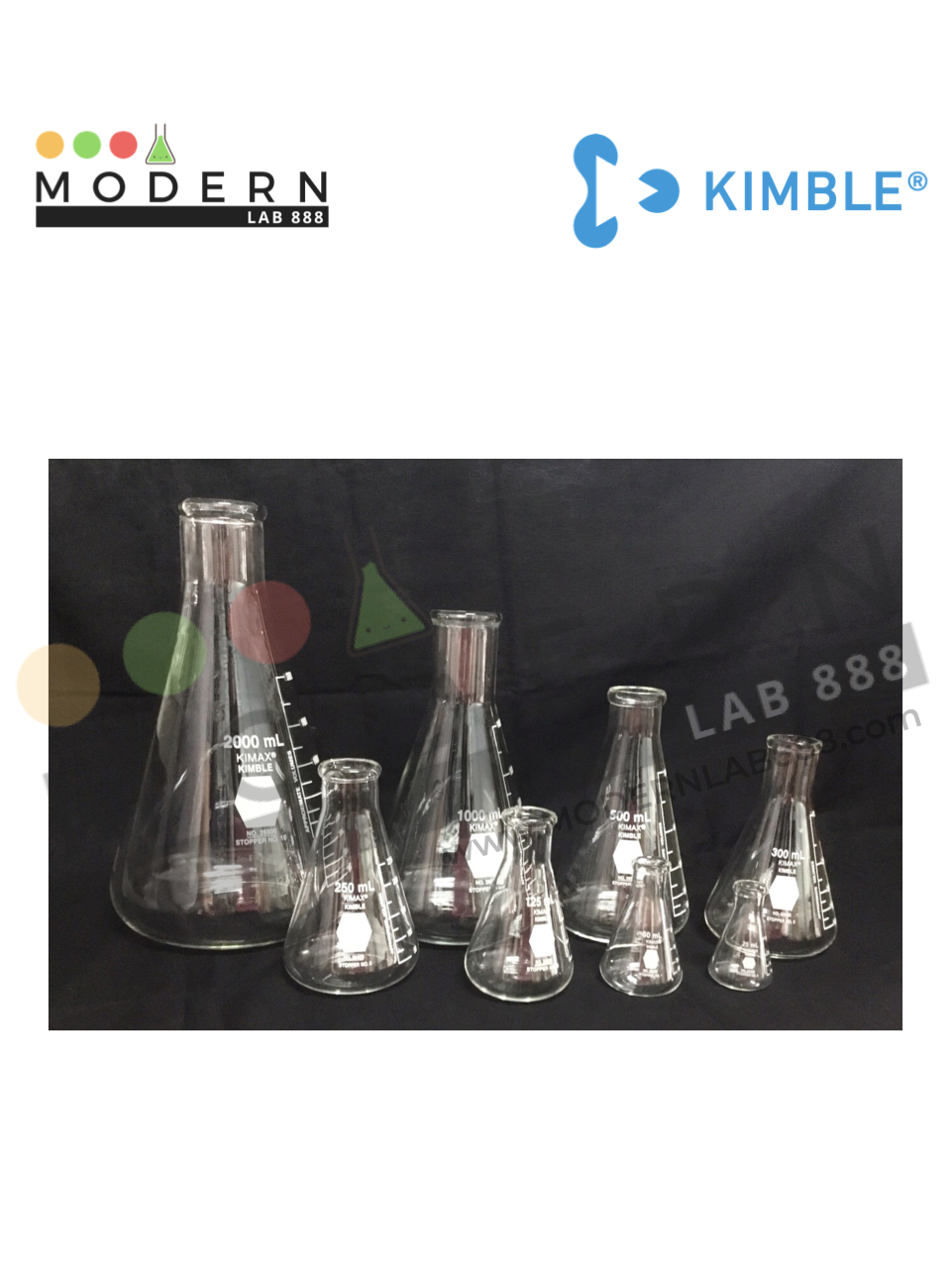 2000ml. ขวดรูปชมพู่ปากแคบ / 2000ml. Narrow Mouth Erlenmeyer Flasks