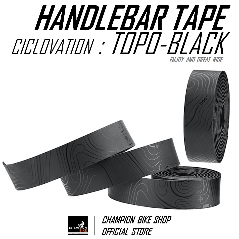 ผ้าพันแฮนด์เสือหมอบ CICLOVATION : ADVANCED LEATHER TOUCH - MINIMALISM TOPO SERIES HANDLEBAR TAPE สี JET BLACK