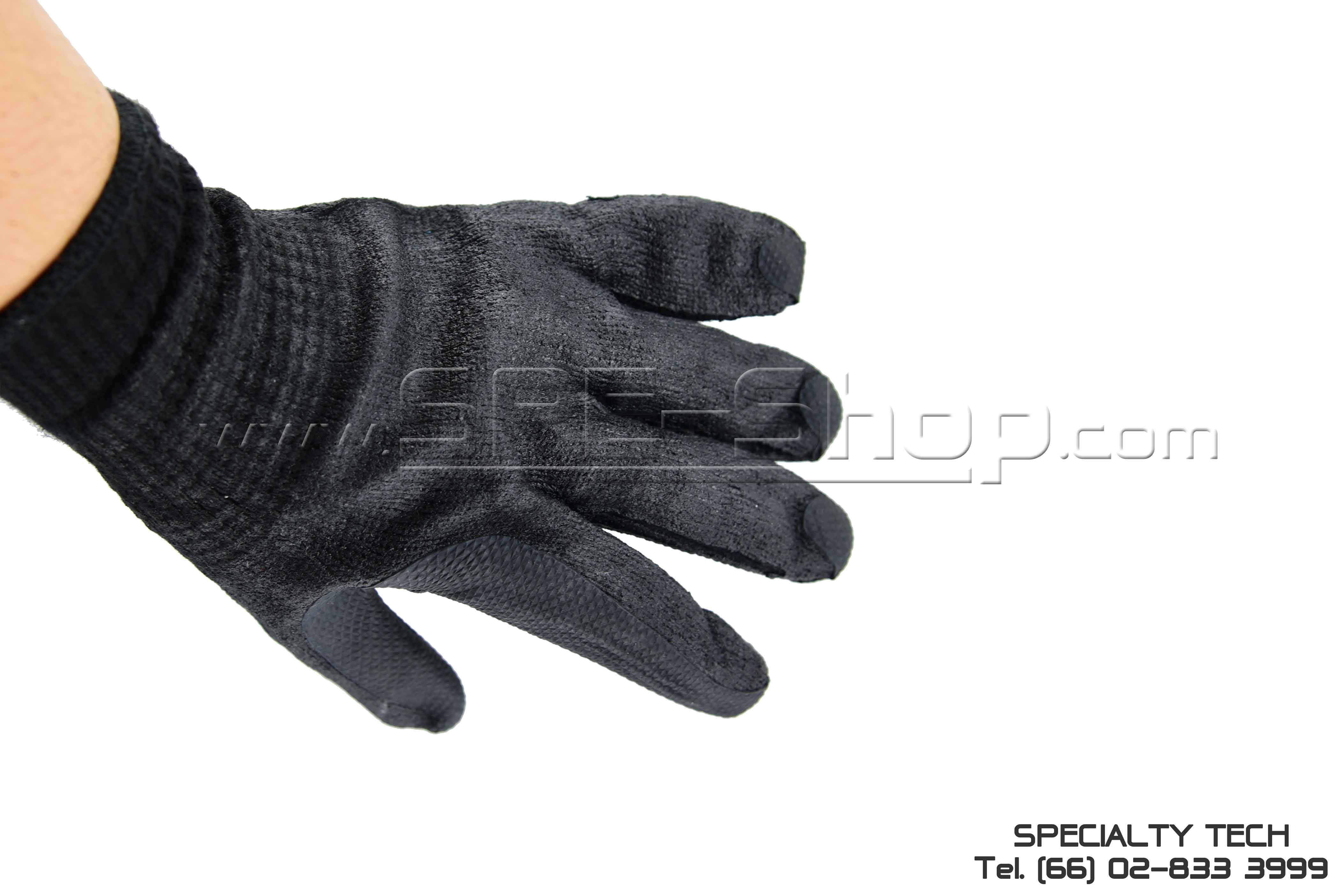 Solid Rubber Palm Coated ถุงมือถักเซฟตี้เคลือบยาง 0.85 MM สีดำ