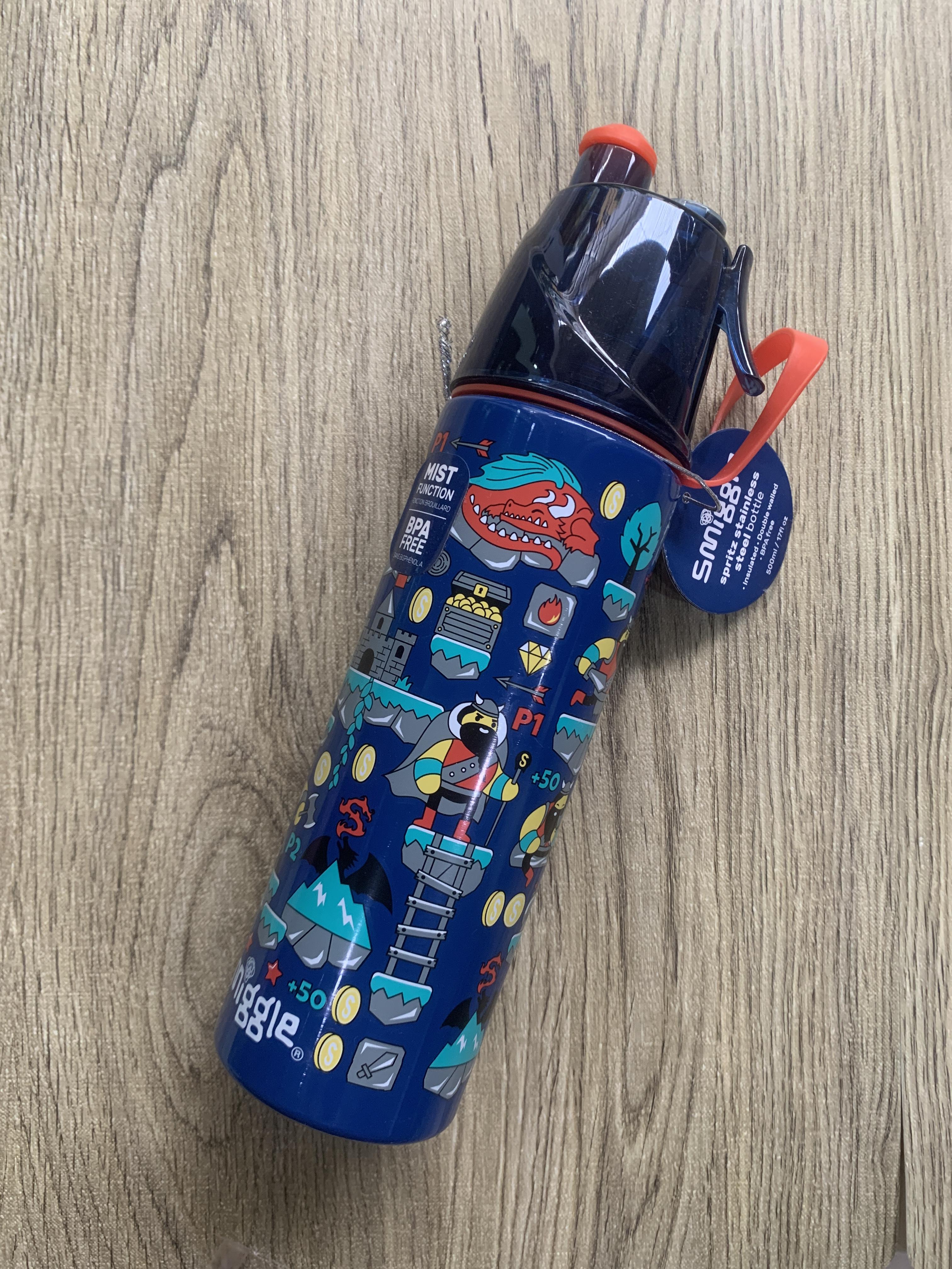 กระติกน้ำ สเปรย์ สแตนเลส Smiggle splitz stainless water bottle-ไวกิ้ง