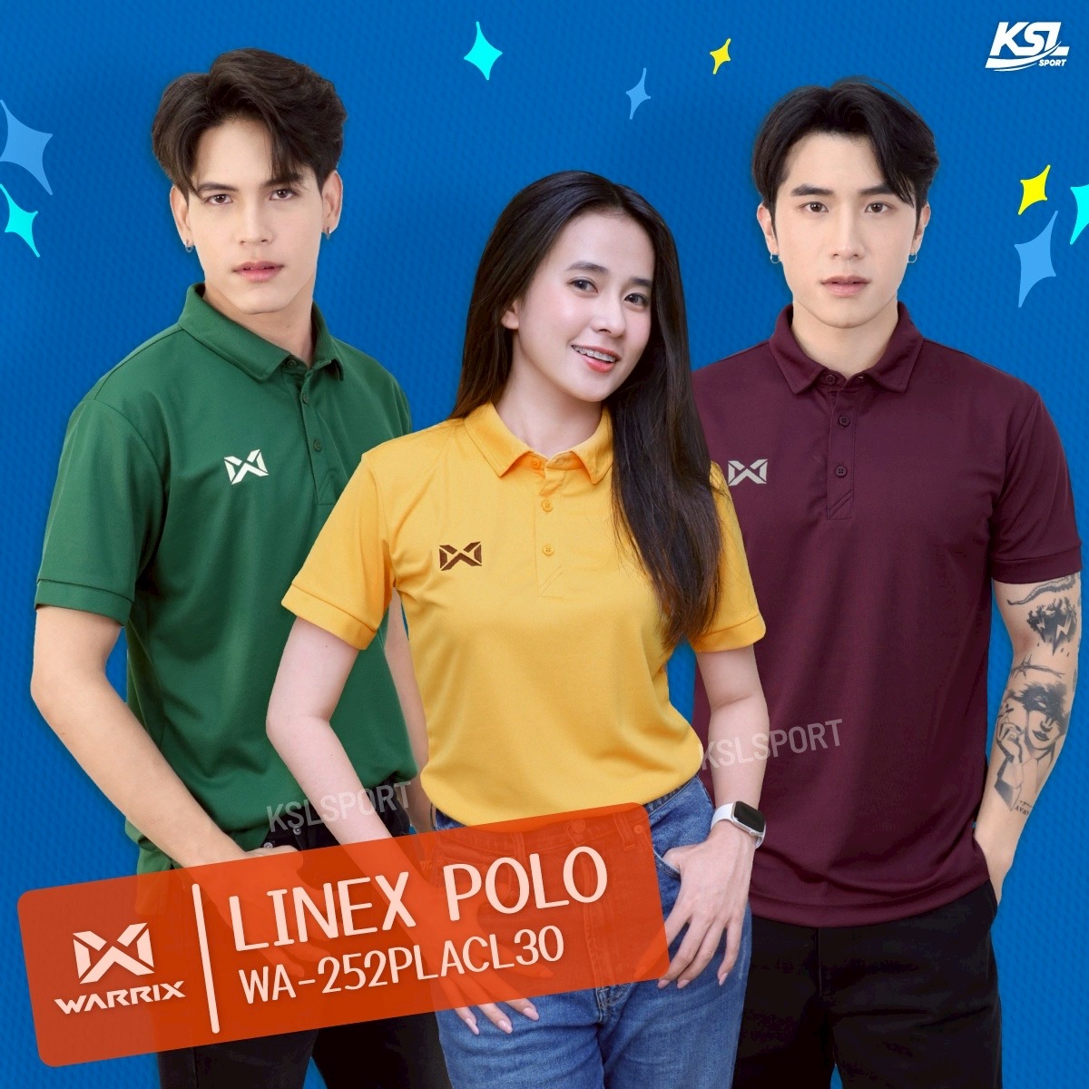 ใหม่ล่าสุด! Warrix เสื้อโปโล เสื้อคอปก วอริกซ์ รุ่น LINEX POLO (WA-252PLACL30) ใส่สบาย ระบายอากาศ polyester 100% สีดำ/ฟ้า/ม่วง/เหลือง