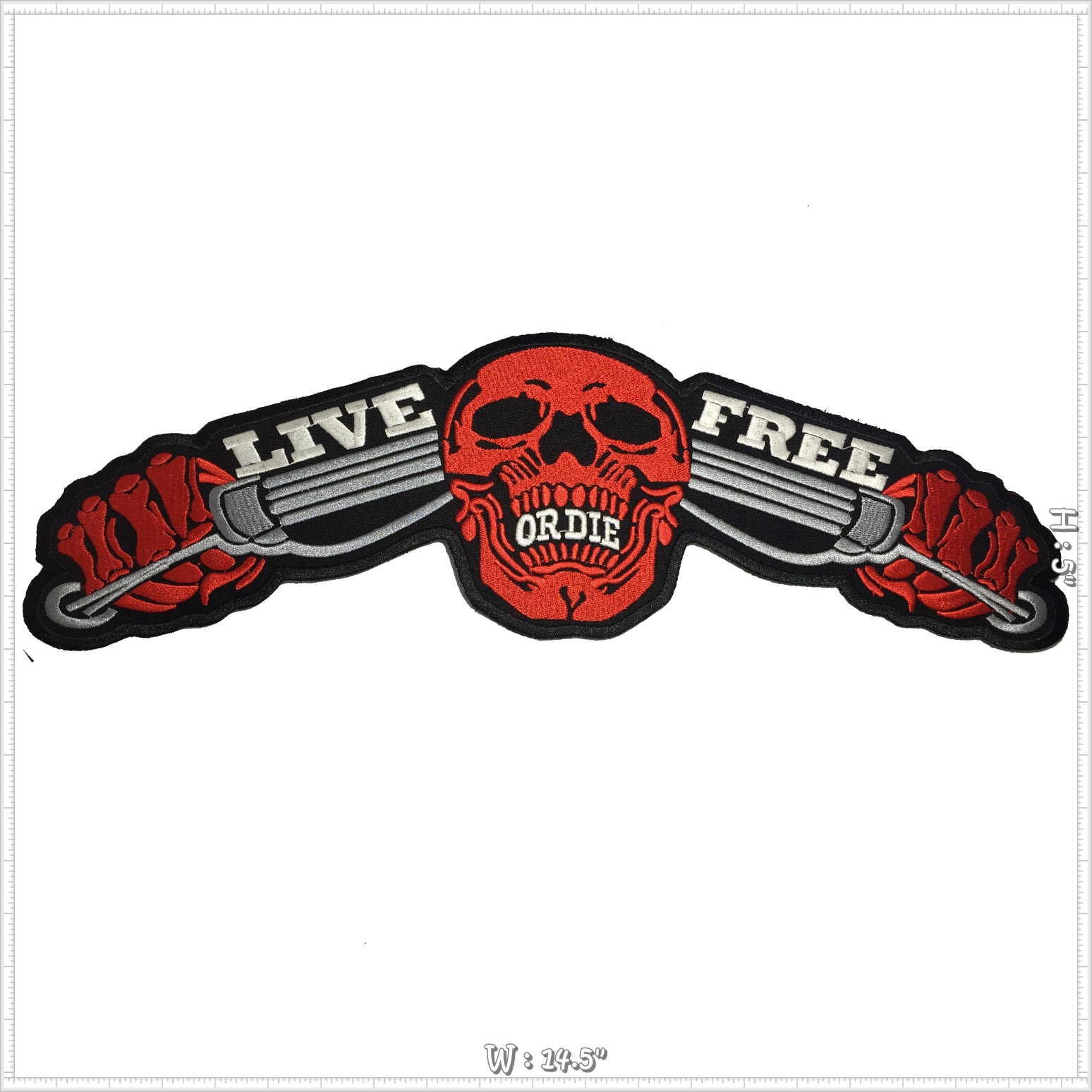 ปีศาจแดงนักซิ่ง ตัวรีดติดเสื้อ อาร์มรีด อาร์มปัก ตกแต่งเสื้อผ้า หมวก กระเป๋า แจ๊คเก็ตยีนส์ Embroidered Iron on Patch ไซส์ใหญ่