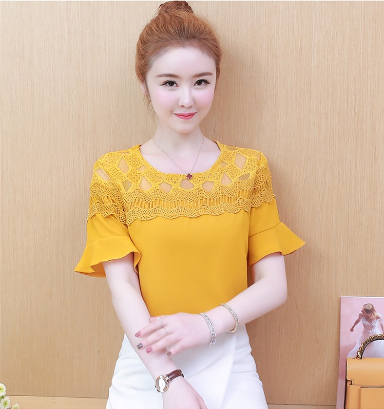 เสื้อสีเหลือง ผ้าคอตตอนผสมสีเหลืองมัสตาร์ด ส่งฟรี ems