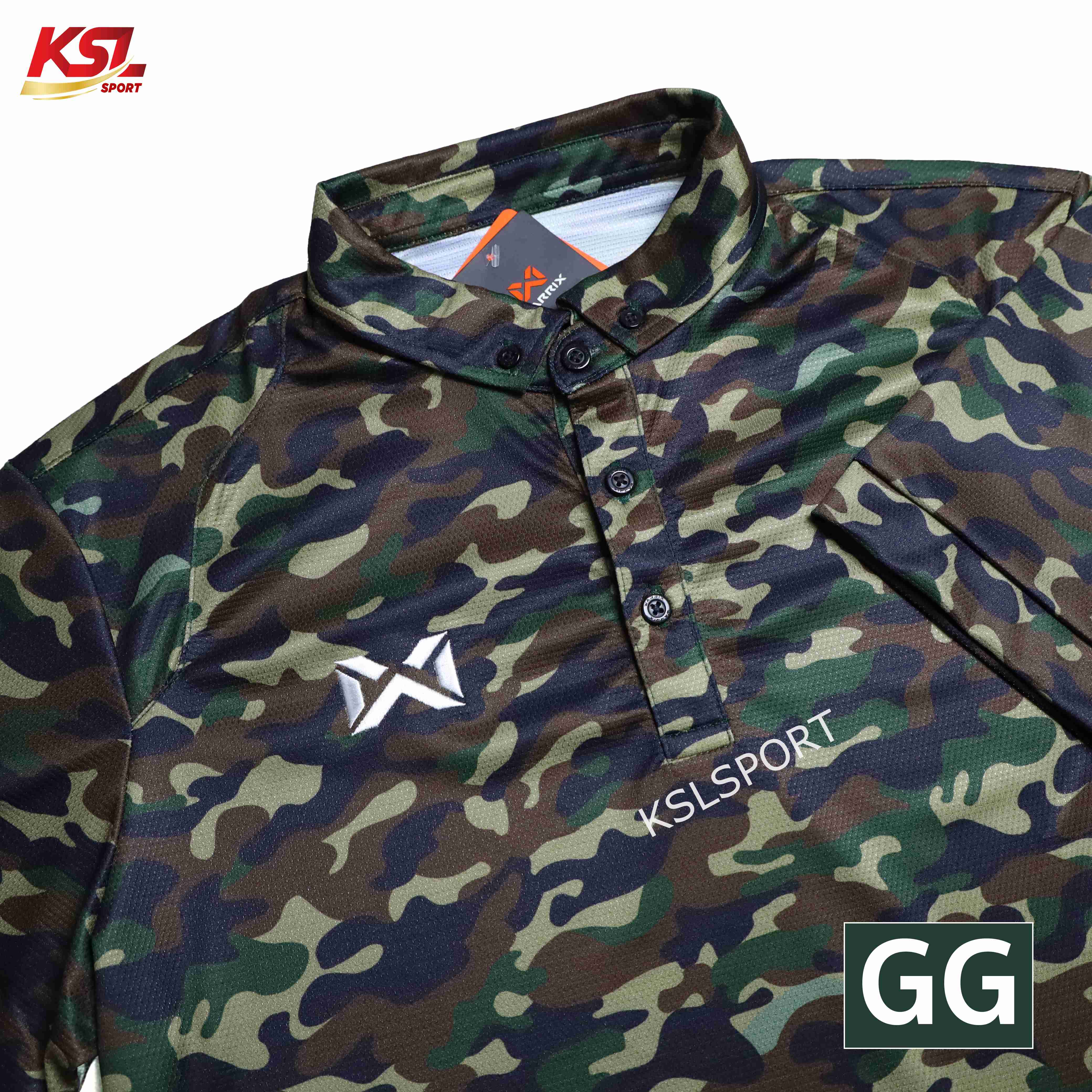 WARRIX เสื้อโปโล ลายพราง เสื้อคอปก CAMO รุ่น WA-251PLMCL01 เบา สบาย ระบายอากาศได้ดี - สีเขียว/เทา/น้ำเงิน