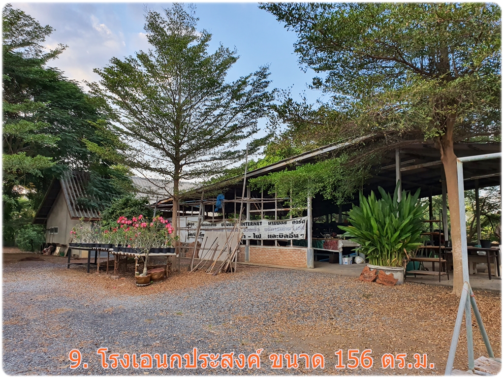 ที่ดิน 7ไร่ สี่เหลี่ยมสวย พร้อมบ้าน 4หลัง ครัว 2หลัง มีสระน้ำ ศาลาริมน้ำ ติดถนนคอนกรีต สิ่งแวดล้อมดี สภาพสวย พร้อมเข้าอยู่
