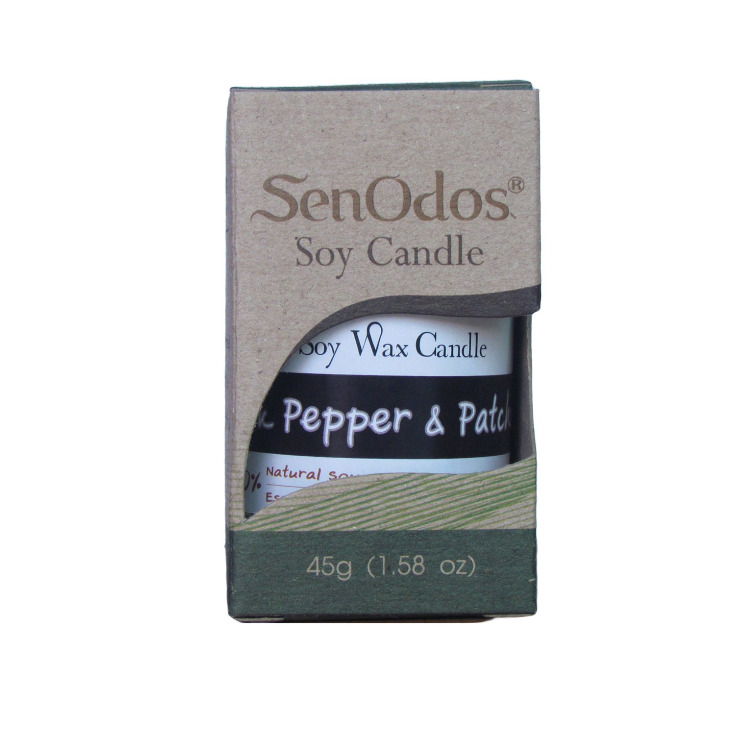 SenOdos เทียนหอม อโรม่า เทียนหอมสปา Black Pepper + Patchouli Scented Soy Candle Aroma 45 g - กลิ่นพริกไทยดำ + แพทชูลี่