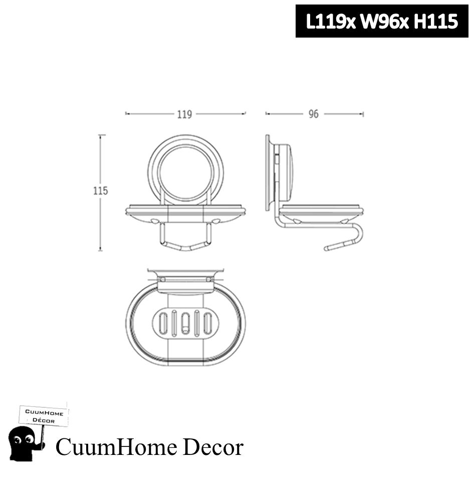 VR-45 ถาดวางสบู่พร้อมที่วางมีดโกน ไม่ต้องเจาะผนัง