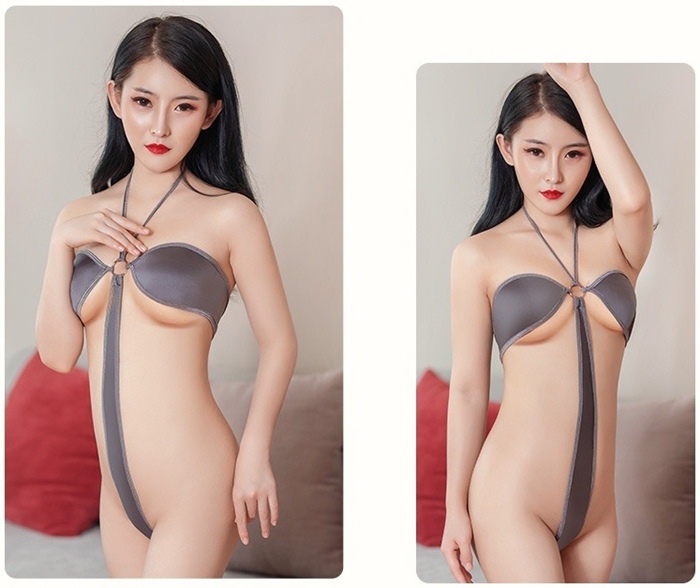 L040 ชุดว่ายน้ำเซ็กซี่ ชุดว่ายน้ำอีโรติกเป็นผ้ายืดเนื้อมันวาวสวมใส่แบบใช้สายรั้งผูกคล้องคอ ด้านหน้าและหลังใช้ห่วงเหล็กเป็นตัวยึดจุดเชื่อมต่อของผ้าตามรูปถ่ายสินค้าจริงเลยค่ะ
