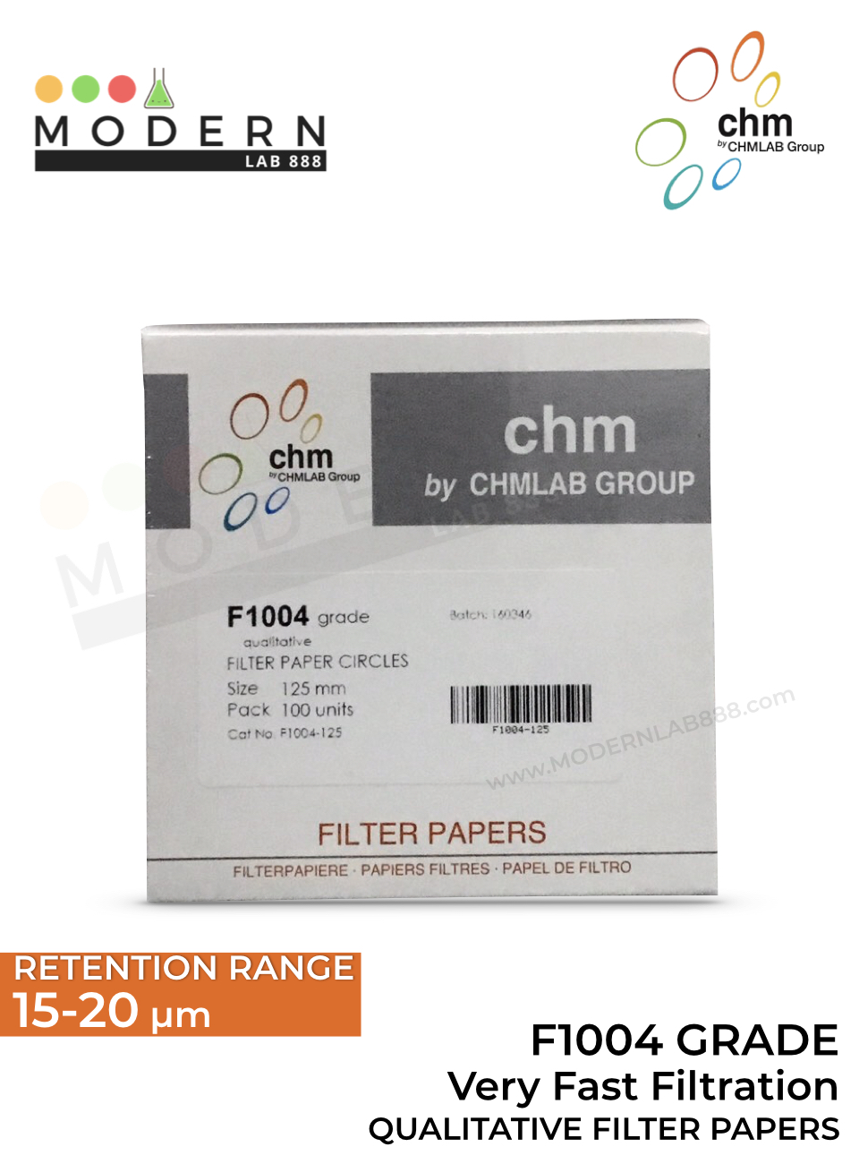 กระดาษกรอง เบอร์ 4 / F1004 Grade 15-20μm Qualitative Filter Paper, CHM