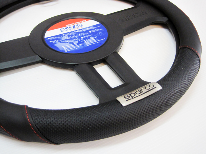 หุ้มพวงมาลัย Sparco หนังดำ ด้ายแดง
