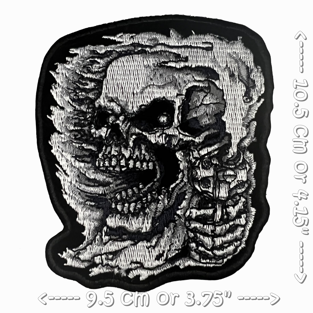 กะโหลก Horror ตัวรีดติดเสื้อ อาร์มรีด อาร์มปัก ตกแต่งเสื้อผ้า หมวก กระเป๋า แจ๊คเก็ตยีนส์ Dark Embroidered Iron on Patch