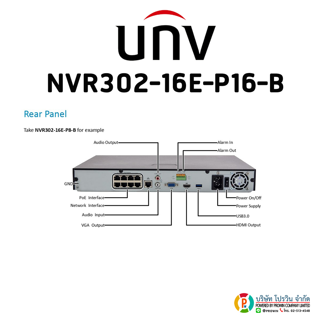 UNIVIEW 16 CHANNEL NVR302-16E-P16-B