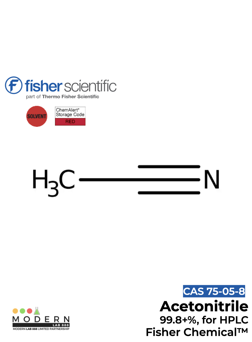 Acetonitrile, 99.8+%, for HPLC, Fisher Chemical, 4L