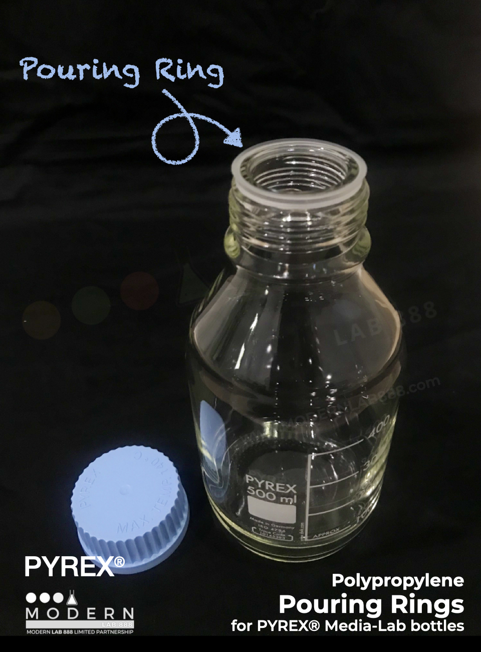 Polypropylene Pouring Rings for PYREX® Media-Lab bottles, clear, autoclavable, PYREX (10pcs/pck)