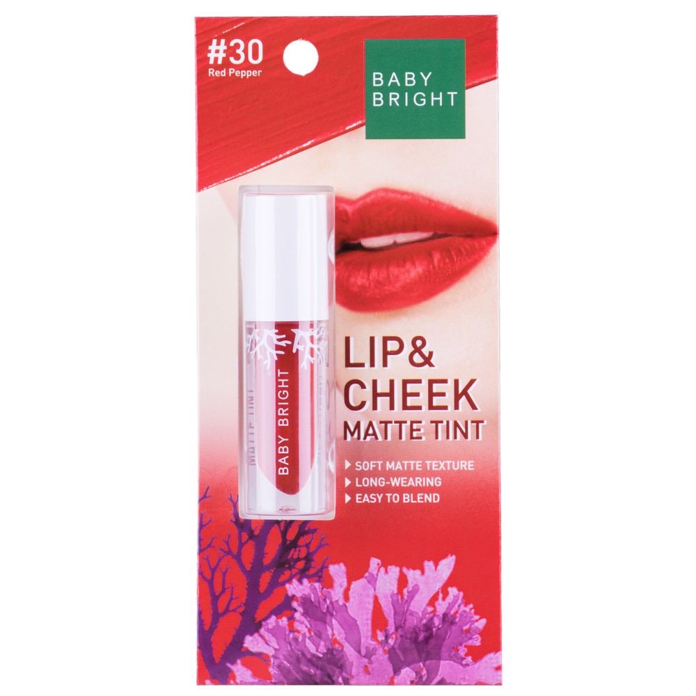 BABY BRIGHT LIP & CHEEK MATTE TINT 2.4G #30 Red Pepper ลิปเบบี้ไบร์ท ลิปทิ้น ทิ้นท์ เนื้อแมท ใช้ได้ทั้งปากและแก้ม 2.4 กรัม สี 30 เรดเปปเปอร์