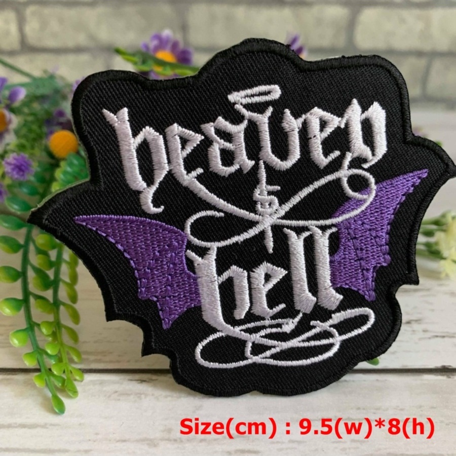 Heaven To Hell ตัวรีดติดเสื้อ อาร์มรีด อาร์มปัก ตกแต่งเสื้อผ้า หมวก กระเป๋า แจ๊คเก็ตยีนส์ Quote Embroidered Iron on Patch