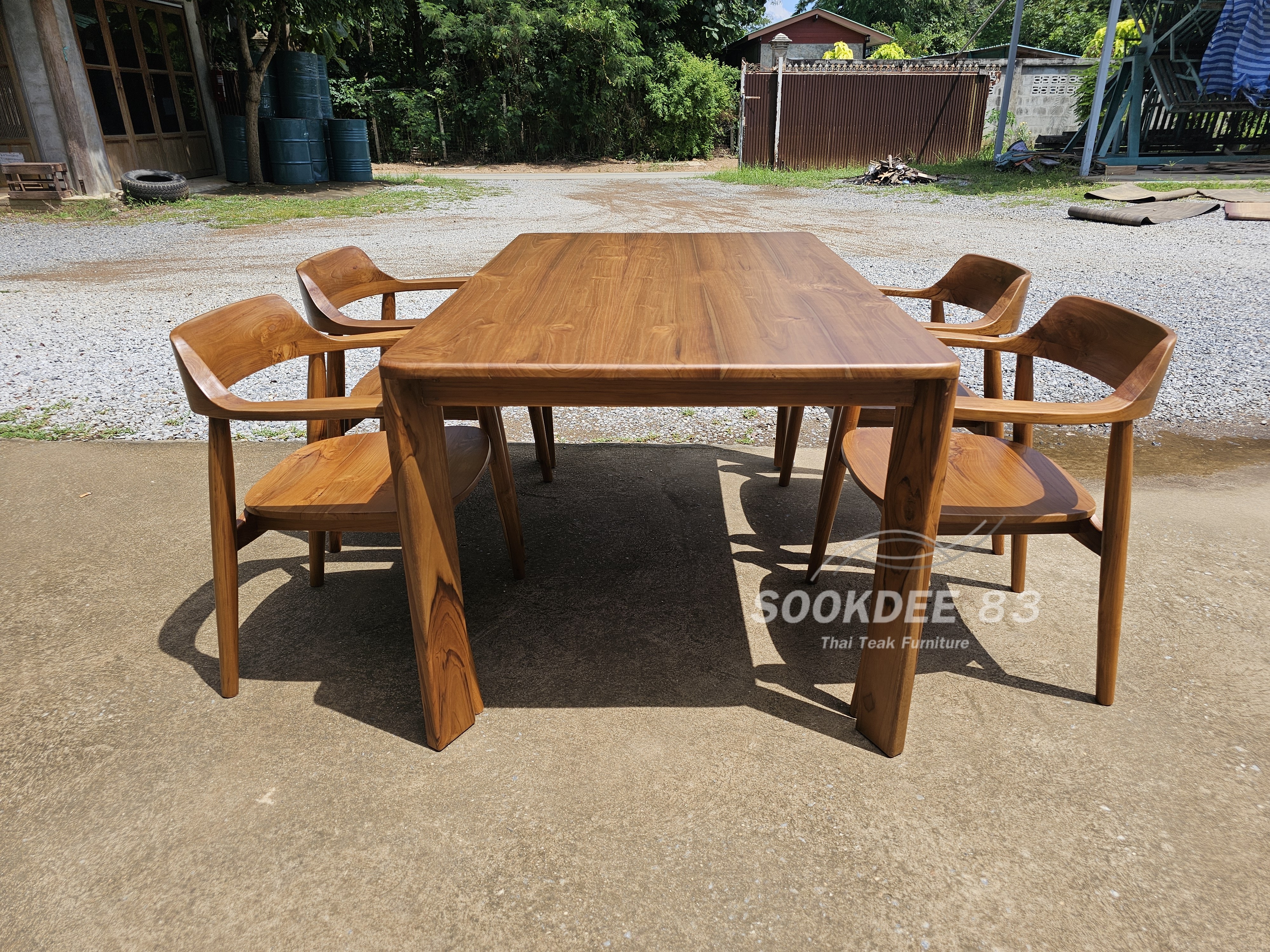 ชุดกินข้าวโต๊ะขาระพี 1.5 ม. เก้าอี้ฮิโรชิมา 4 ตัว