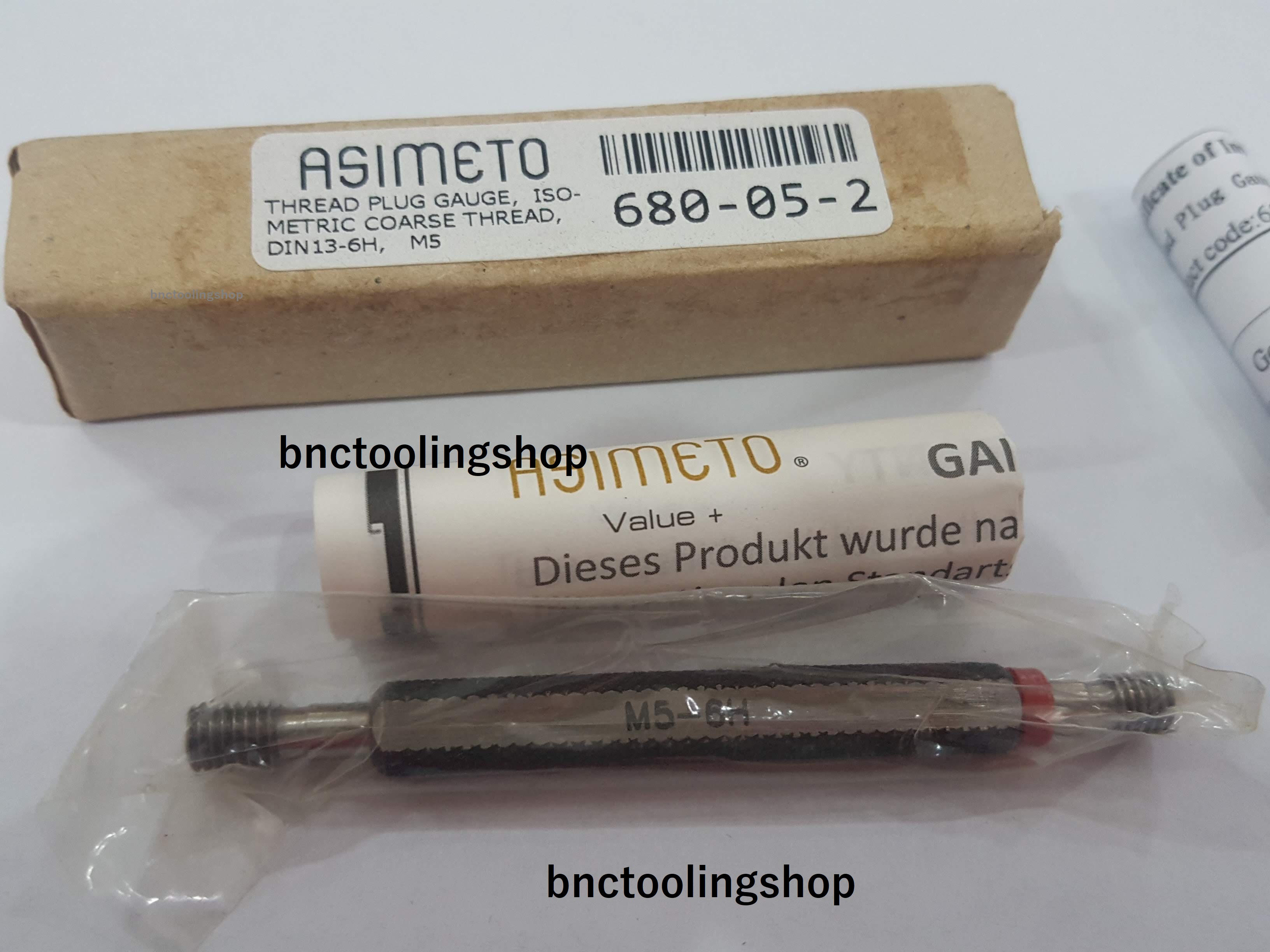 เทรดปลั๊กเกจเหล็กแข็ง - Steel Thread Plug Gauge (Standard Type)Asimeto Steel Thread Plug Gauge (Standard Type) Brand : Asimeto Model: M5-6H DIM13 6H-M5
