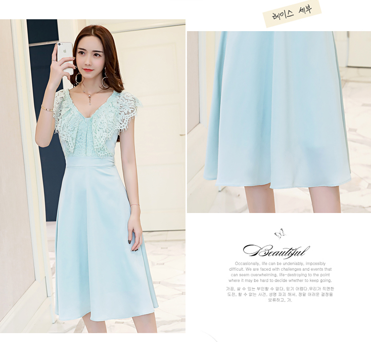 ชุดเดรสสีเขียวมิ้นต์ ส่งฟรี ems