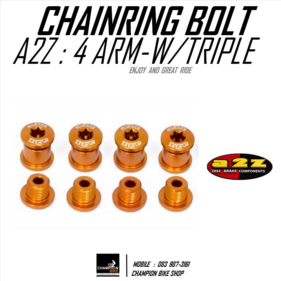 น็อตยึดใบจาน สีส้ม A2Z : CHAINRING BOLT SET ORANGE COLOR (4 ARM CRANK W/TRIPLE)
