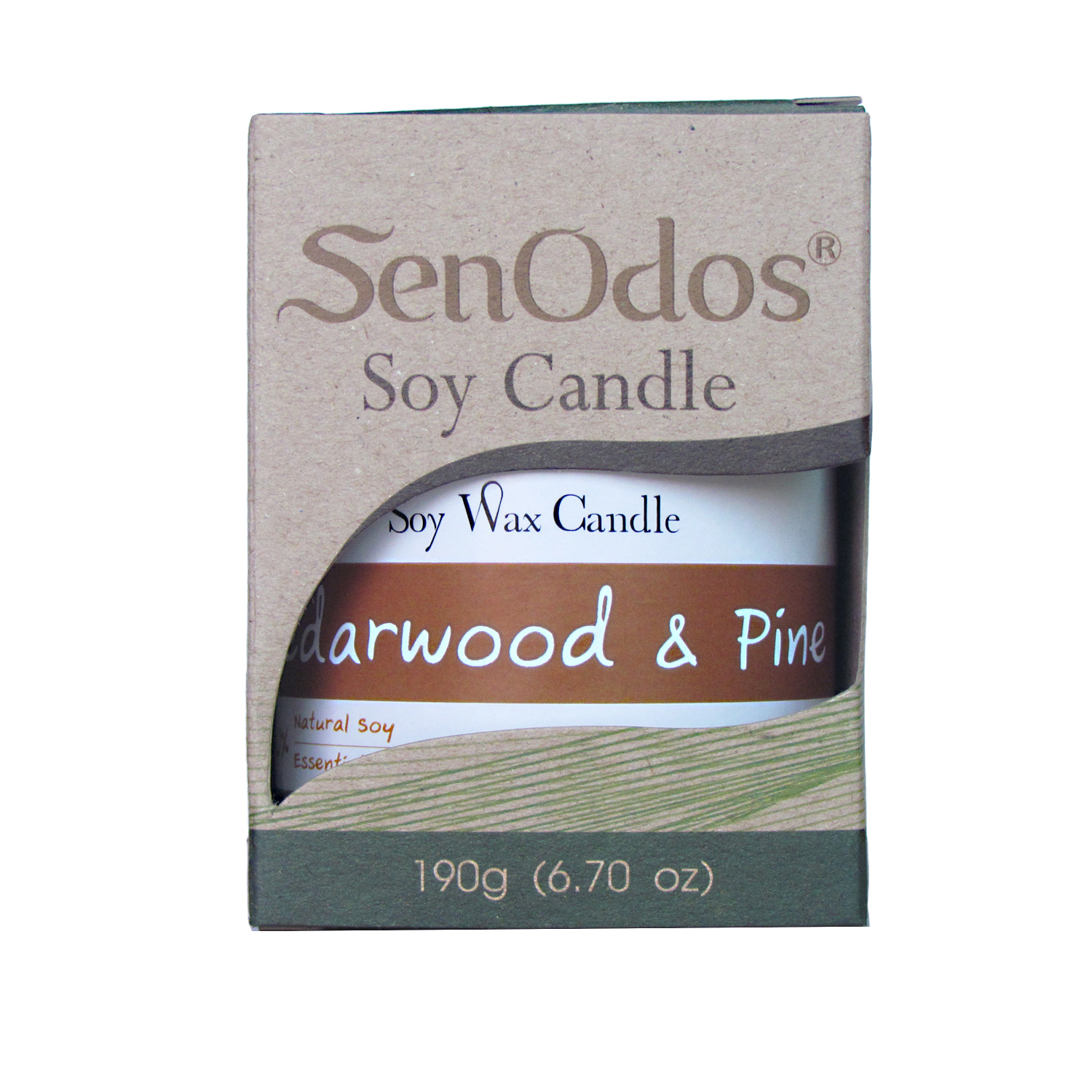 SenOdos เทียนหอม อโรม่า เทียนหอมสปา Cedarwood + Pine Scented Soy Candle Aroma 190 g - กลิ่นซีดาร์วูด + ไพน