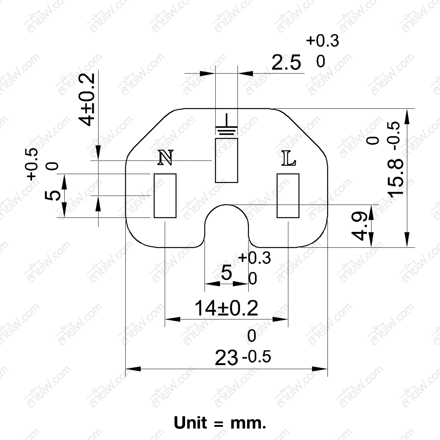 สายไฟ AC ปลั๊กเครื่องใช้ไฟฟ้า กระทะไฟฟ้า มอก.ตรง มีกราวด์ IEC53 3x1 Sq.mm.-C15
