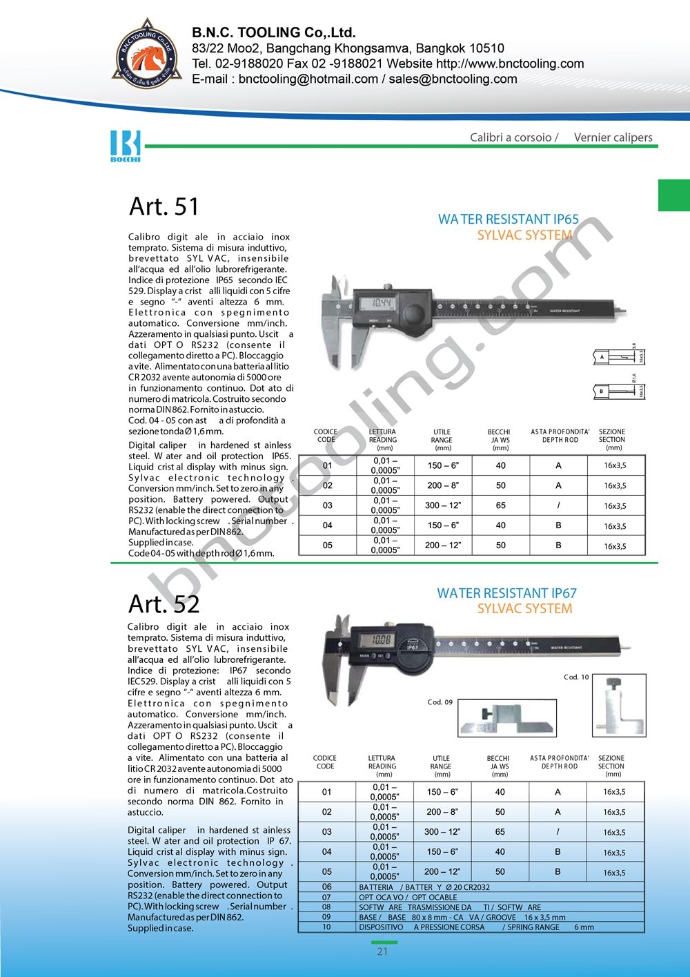BOCCHI,Digital caliper IP67,Art-52