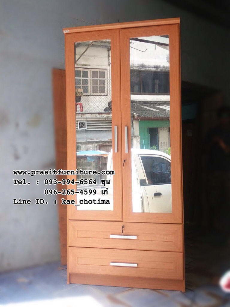 ตู้เสื้อผ้า 90 ซม. กระจก 2 บาน รุ่น W0902D