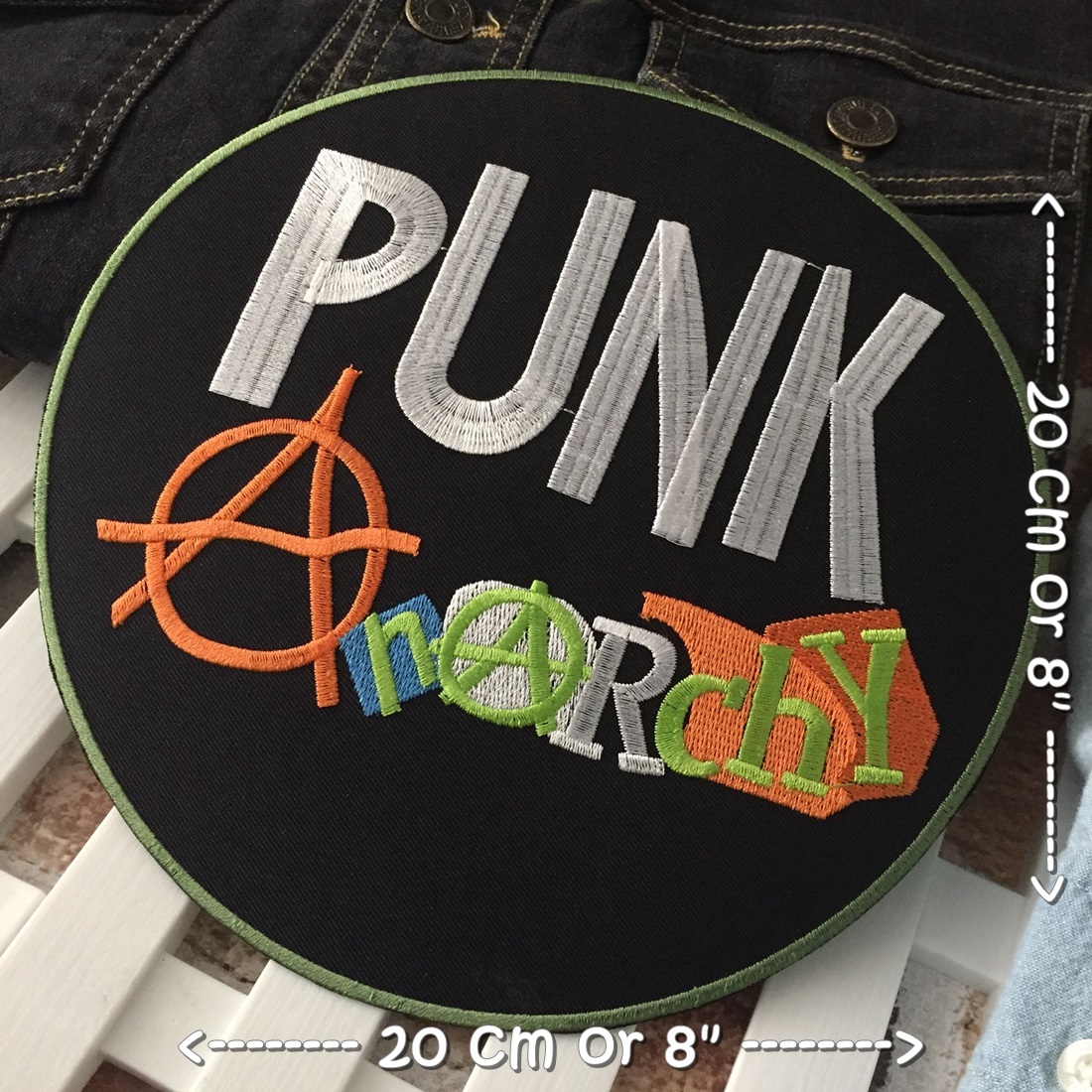 Punk Anarchy พังค์ร็อค แนวสตรีท ตัวรีดติดเสื้อ อาร์มรีด อาร์มปัก ตกแต่งเสื้อผ้า แจ๊คเก็ตยีนส์ Embroidered Iron on Patch ไซส์ใหญ่