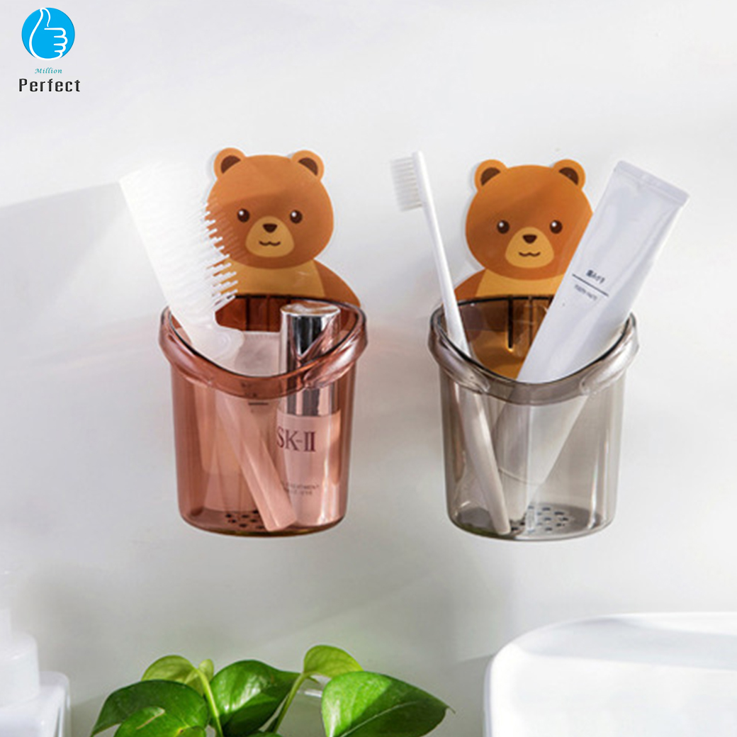 ที่วางแปรงสีฟัน หมีน้อยน่ารัก แปรงสีฟันติดผนัง ชั้นวางของในห้องน้ำ ไม่จําเป็นต้องเจาะรู ติดผนัง ระบาย ไม่ขึ้นรา รุ่น TB-10