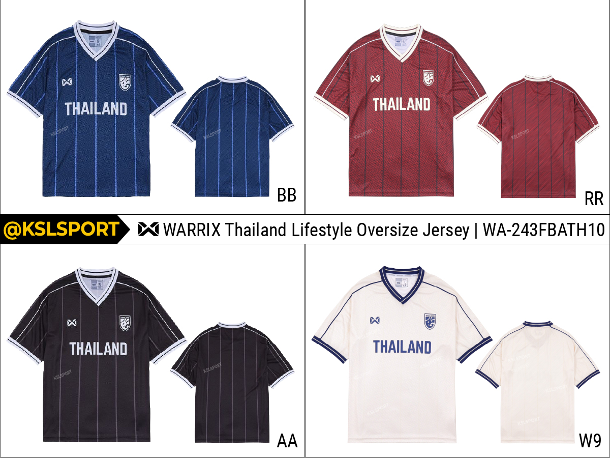 พร้อมส่งที่แรก WARRIX Oversize แขนสั้น เสื้อบอลไลฟ์สไตล์ เสื้อทีมชาติไทยทรงโอเวอร์ไซส์ (WA-243FBATH10) - สีน้ำเงิน/ดำ/แดง