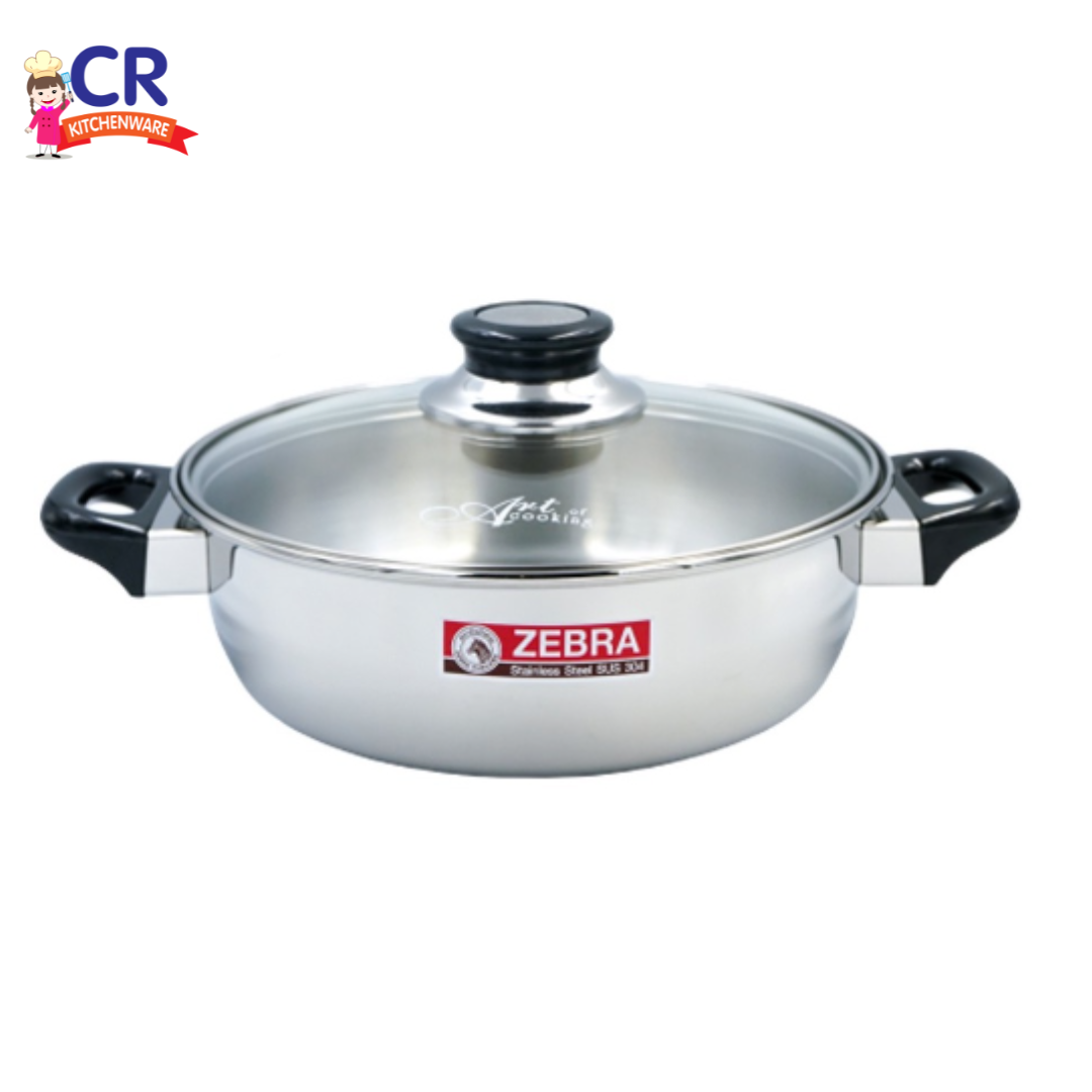 Zebra หม้อชาบู 24 ซม. ฝาแก้ว ตราหัวม้าลาย