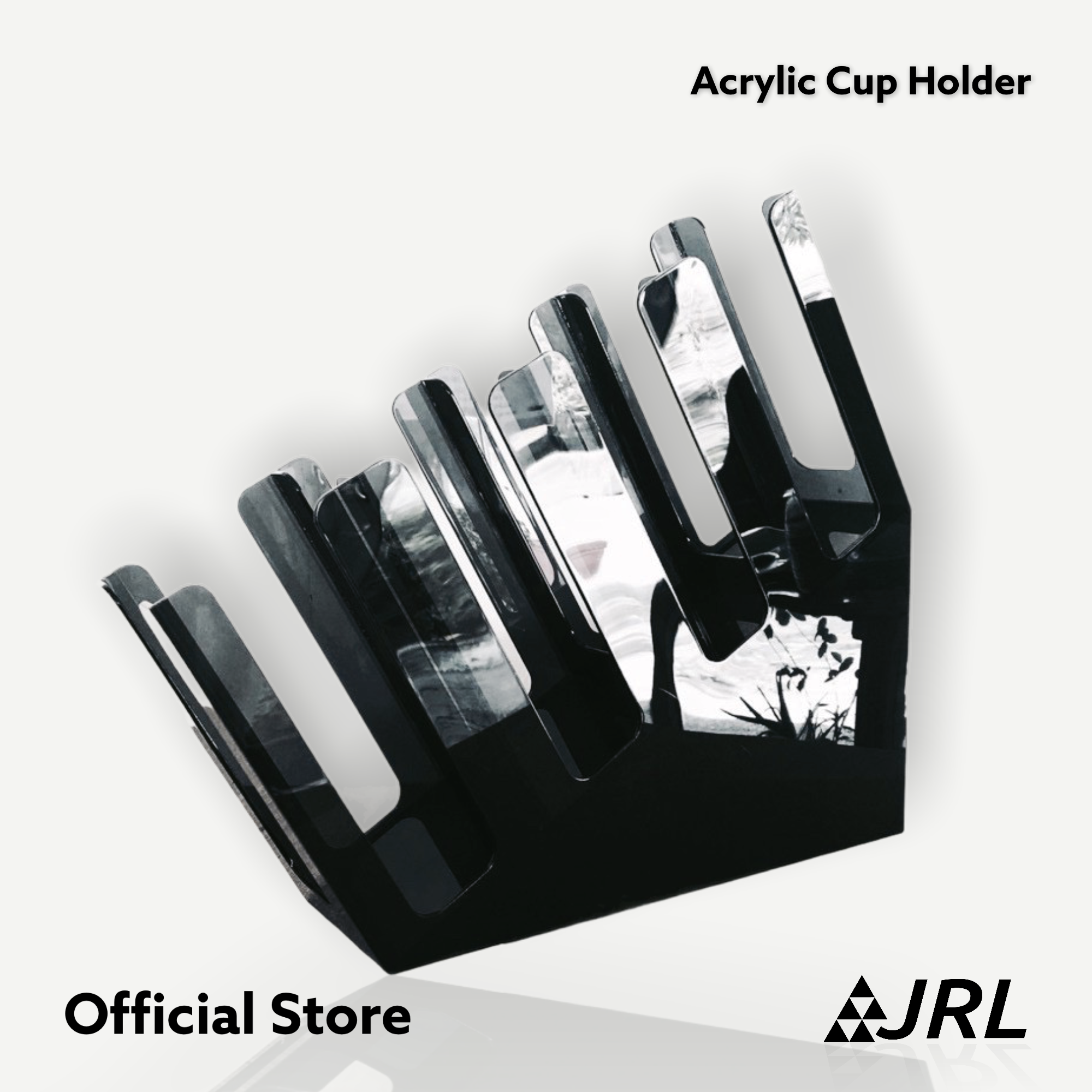 JRL ที่ใส่แก้วอคริลิก 4 ช่อง แบบเอียง (สีดำ/สีใส/สีชาใส)