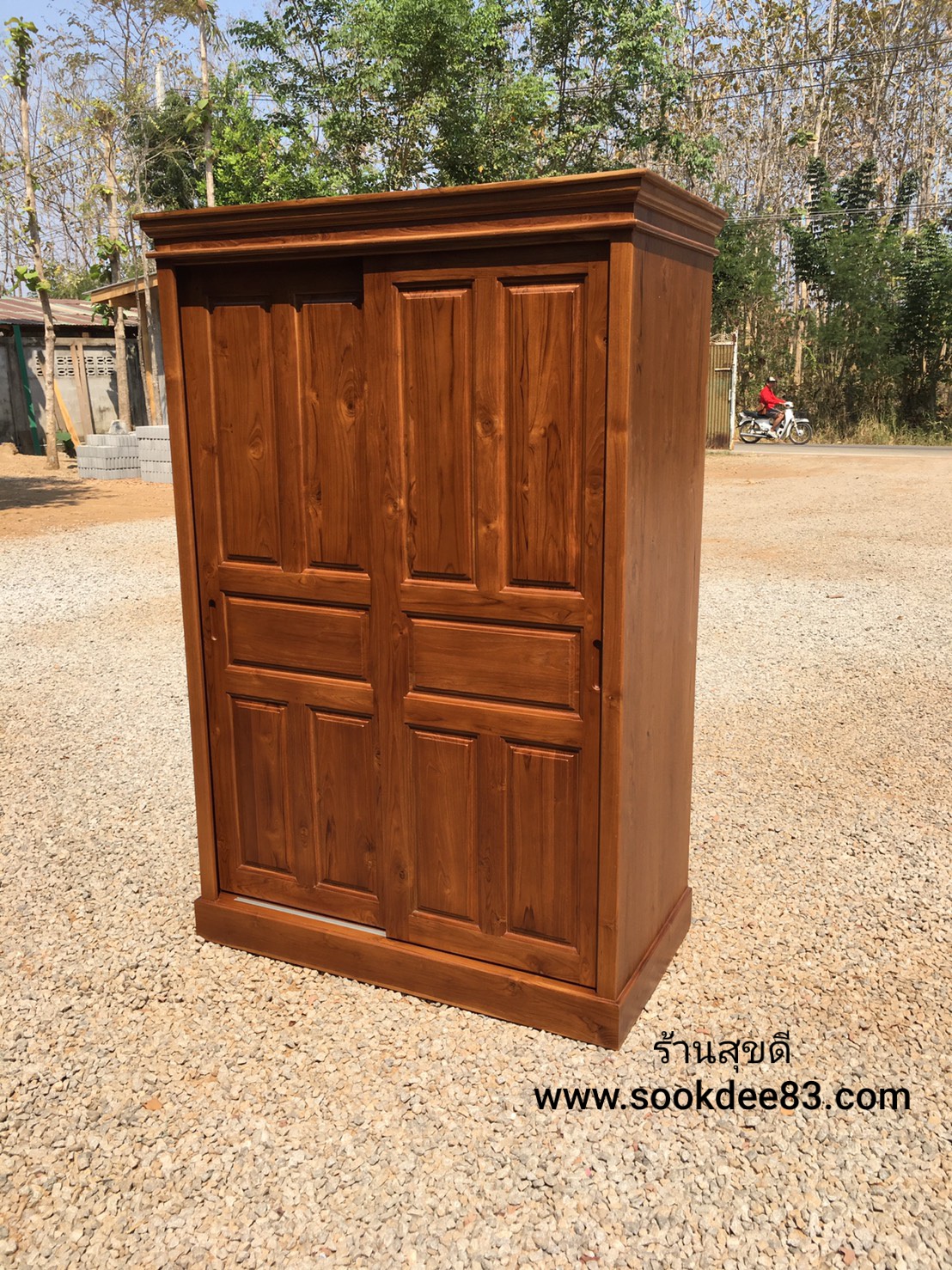 ตู้เสื้อผ้าบานเลื่อน เต้าคู่ตรง 1.2 ม. สูง 1.8 ม.