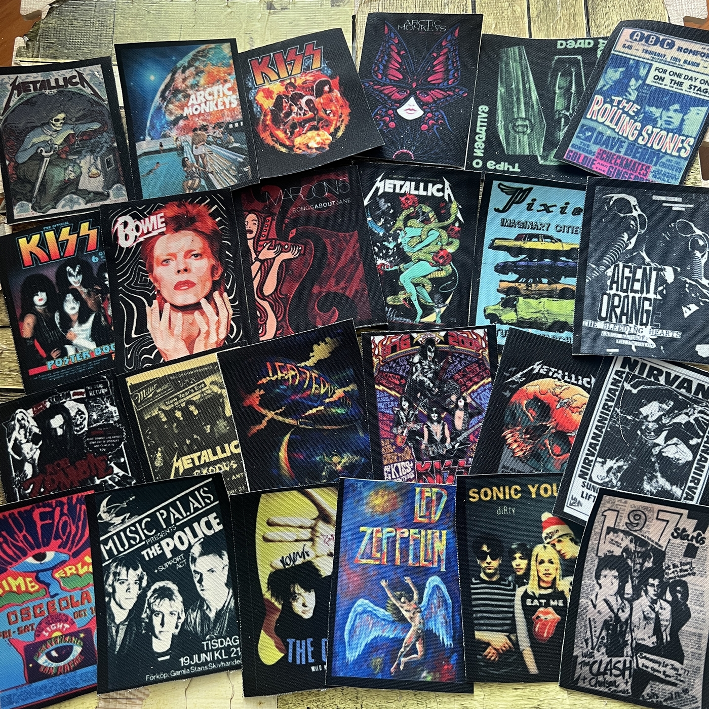 ตัวรีดติดเสื้อ วงดนตรี ร็อค วินเทจ พังค์ ผ้าแคนวาสพิมพ์ลาย ตกแต่งเสื้อผ้า Canvas Iron on Patch