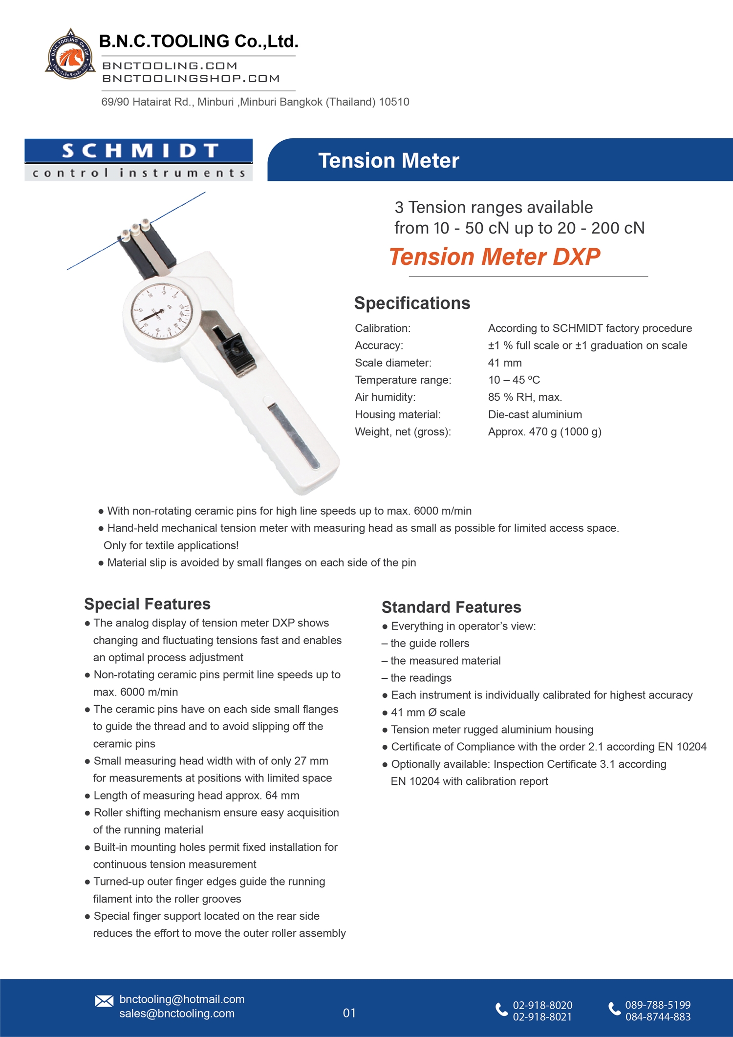 SCHMIDT,3 Tension ranges available from 10-50cN up to 20-200cN,DXP