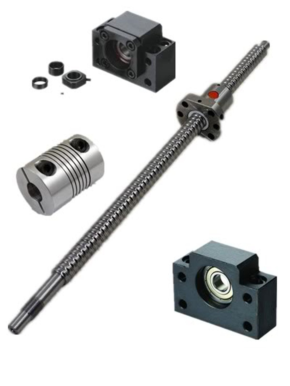 BALL SCREW Ten-high Ballscrew RM1605 16mm 400mm with nut+bk/bf12 End Supports+1pcs 6.35*10mm Coupler