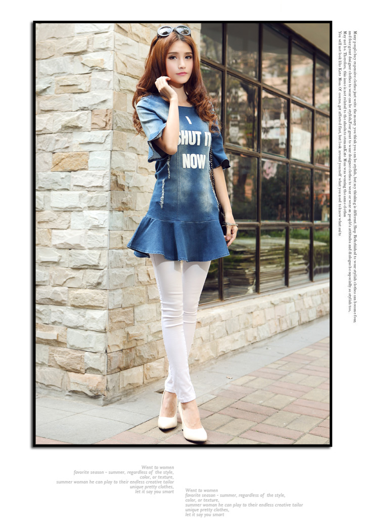 เสื้อตัวยาว หรือมินิเดรส ผ้ายีนส์ ส่งฟรี ems