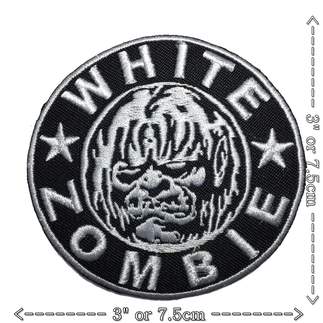 White Zombie ตัวรีดติดเสื้อ อาร์มรีด อาร์มปัก ตกแต่งเสื้อผ้า หมวก กระเป๋า แจ๊คเก็ตยีนส์ Rock Iron on Embroidered Patch