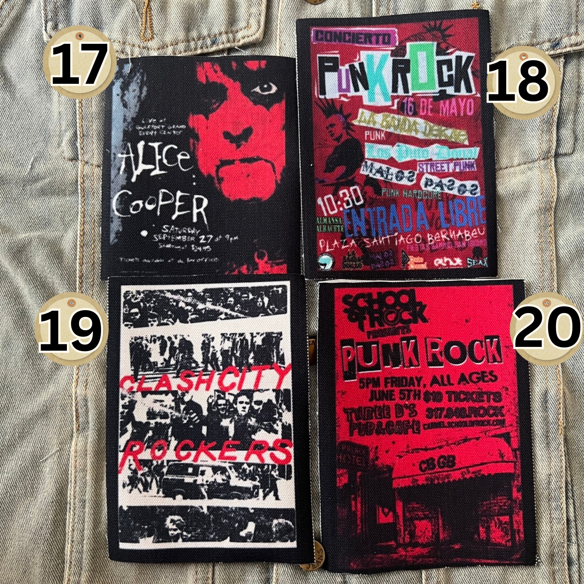 ตัวรีดติดเสื้อ วงดนตรี ร็อค วินเทจ พังค์ ผ้าแคนวาสพิมพ์ลาย ตกแต่งเสื้อผ้า Canvas Iron on Patch